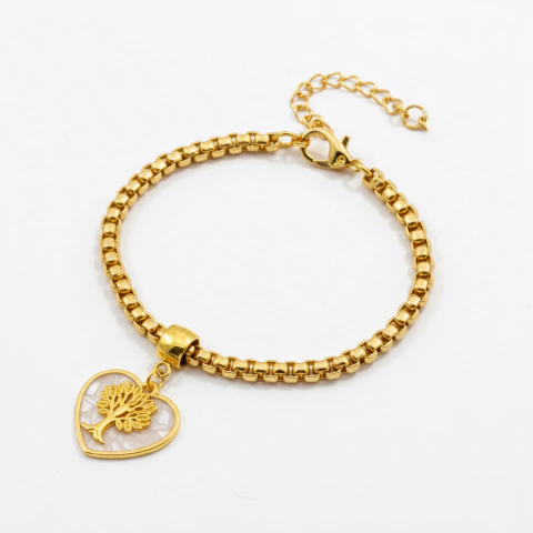 Pulseira Árvore da Vida no Coração Banhada - comprar online