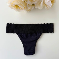Calcinha Tanga Algodão Preta na internet