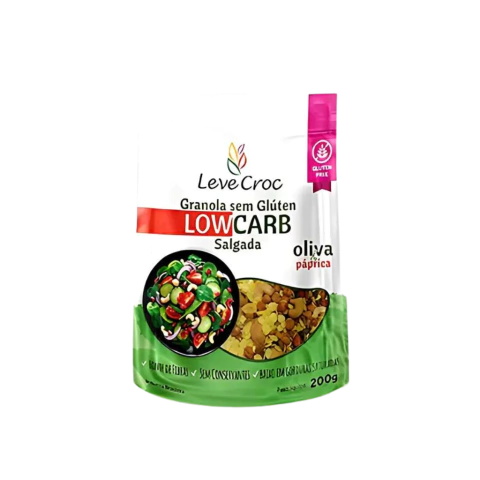 Granola Salgada Sem Glúten Low Carb Oliva e Páprica - Leve Crock (200G)
