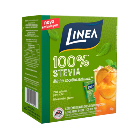 Adoçante em pó Stévia 100% (50 sachês) - Linea