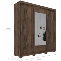 Roupeiro Panan Buzios 100 Mdf 3pts 4 Gvs - 60010249-0126 - PC / 4 - BIDU SHOP