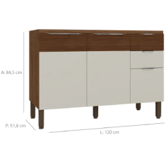 Balcao Kits Parana Vivi Luz 1,20m 3pt 2gvs C/ Tamp - 2625 - PC / 3 - loja online