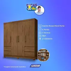 Roupeiro Moval Roma 4 Pts 4 Gvs - 133.971331.6 - PC / 3 - BIDU SHOP