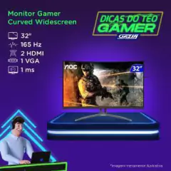 Monitor Gamer Aoc Agon 32 Curvo 165hz 1ms Freesync - Ag323fcxe - comprar online