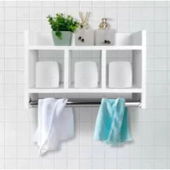 Nicho De Parede Para Banheiro Porta Toalha Em Mdf Branco - comprar online