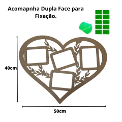 Porta Retratos Coração 4 Fotos Em Mdf Natural na internet