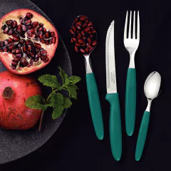 Faqueiro Ipanema Com Lâminas Em Aço Inox E Cabos De Polipropileno Verde 24 Peças na internet