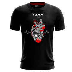 Camiseta Texx Preta Vermelha Heart M