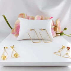 Brinco Argola Grande Retangular Folheado Em Ouro 18k - BIDU SHOP