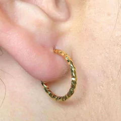 Brinco Argolinha Pequena Trabalhada Folheado - comprar online