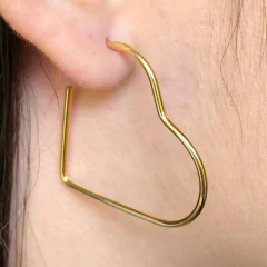 Brinco Argola Em Forma De Coração Folheado - loja online