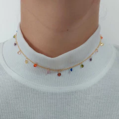 Choker Com Zircônias Coloridas Folheado Em Ouro 18k - comprar online
