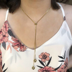 Colar Regulável Com Bolas Na Ponta Folheado Em Ouro 18k - loja online
