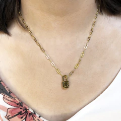 Colar Corrente Cartier Pingente Cadeado Folheado Ouro 18k - comprar online