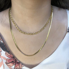Colar Duplo Com Correntes Grossas Folheado Em Ouro 18k na internet
