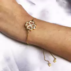 Pulseira Ajustável Com Trevo De Quatro Folhas De Madrepérola - comprar online