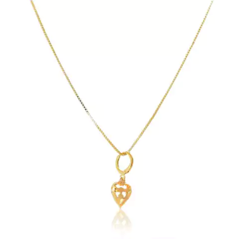 Colar Com Pingente Argolinha De Coração