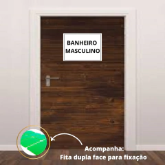 Placa Sinalização 1/2 Oficio Banheiro Masculino Mdf Branco - comprar online