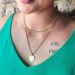 Colar Duplo Folheado Em Ouro 18k Com Coração - comprar online