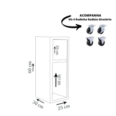 Mesa De Cabeceira Nicho Em Mdf Preto Com Rodizio - comprar online