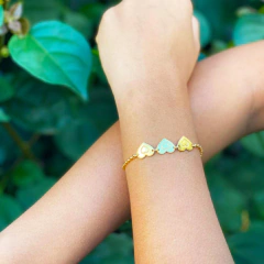 Pulseira Com Chapa De Coração Folheado Em Ouro 18k - comprar online