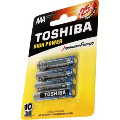 Pilha Alcalina AAA 1,5V LR03GCP TOSHIBA (Cartela com 4 Unid.) - CXF / 12 - BIDU SHOP