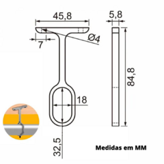 Suporte Tubo Cabideiro Central Aereo Oval Oblongo Branco C10 na internet