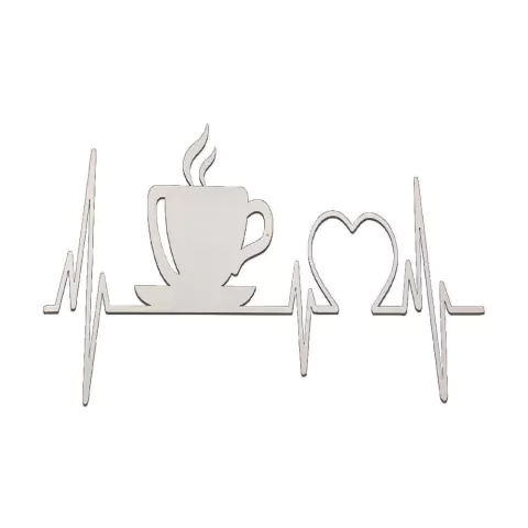 Placa Decorativa Cardiograma Café Mdf Branco