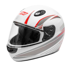Capacete Sky Apolo Branco C/ Transfer Chumbo C/ Vermelho 62
