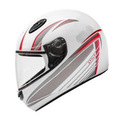 Capacete Sky Apolo Branco C/ Transfer Chumbo C/ Vermelho 62
