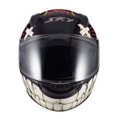 Capacete Sky Two Chaos Preto Fosco Transf Laranja 58 - comprar online