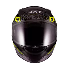Capacete Sky Two Cyber Snake Preto Brilho Transf Amarelo 60 - comprar online