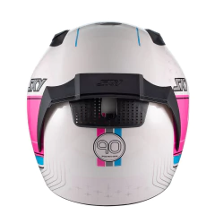 Capacete Sky Two Anos 90 Branco Fosco Transf Azul/rosa 58 na internet