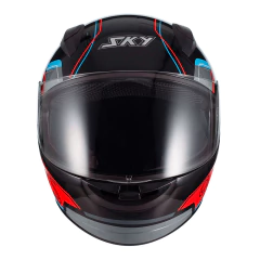 Capacete Sky Two Anos 90 Preto Brilho Transf Azul/vermelh 58 - comprar online