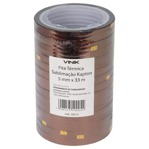 Fita Termica Sublimacao Kapton 5mm X 33m - Pacote C/ 30 Unidades - PC / 30