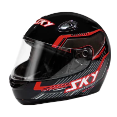Capacete Sky Gamma Preto Brilho Transf Cinza/vermelho 62 - BIDU SHOP