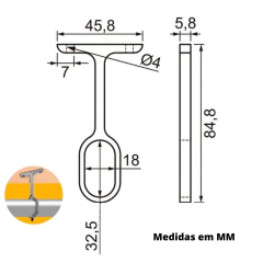 Suporte Tubo Cabideiro Central Aereo Oval Oblongo Preto C 9 na internet
