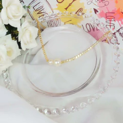 Imagem do Colar Corrente Com Duas Pérolas Grandes