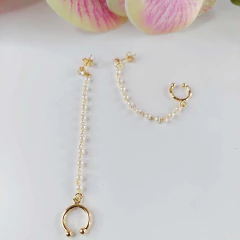 Brinco Corrente De Pérola Com Piercing na internet