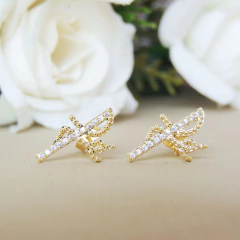 Brinco Fé Com Zircônias Folheado A Ouro 18k na internet