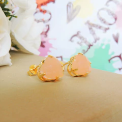 Brinco De Coração De Zircônia Rosa Folheado A Ouro 18k na internet