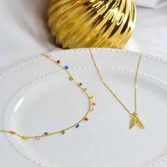 Choker Com Zircônias Coloridas Folheado Em Ouro 18k - BIDU SHOP