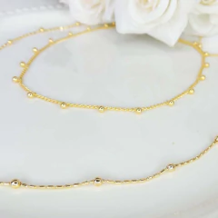 Colar De Corrente Com Bolinhas Douradas Folheado Em Ouro 18k - BIDU SHOP