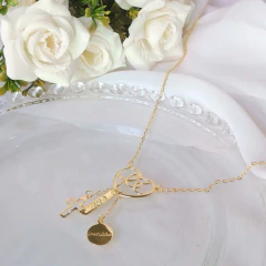 Colar Com Pingente De Fé Folheado Em Ouro 18k na internet