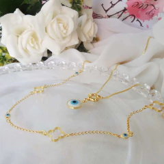 Colar Folheado Em Ouro 18k Com Olhos Gregos - BIDU SHOP