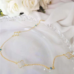 Colar Folheado Em Ouro 18k Com Olhos Gregos