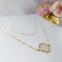 Colar Duplo Corrente Bolinhas Trevo Quatro Folhas Folheado na internet