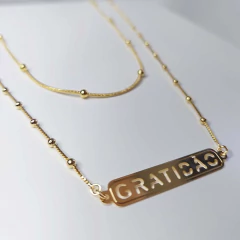 Colar Com Corrente E Pingente Gratidão Folheado Ouro 18k - loja online