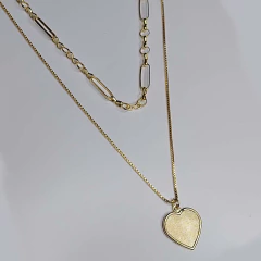 Colar Duplo Folheado Em Ouro 18k Com Coração na internet