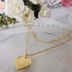 Imagem do Colar Duplo Folheado Em Ouro 18k Com Coração